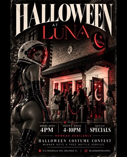 Halloween at Luna costume flyer