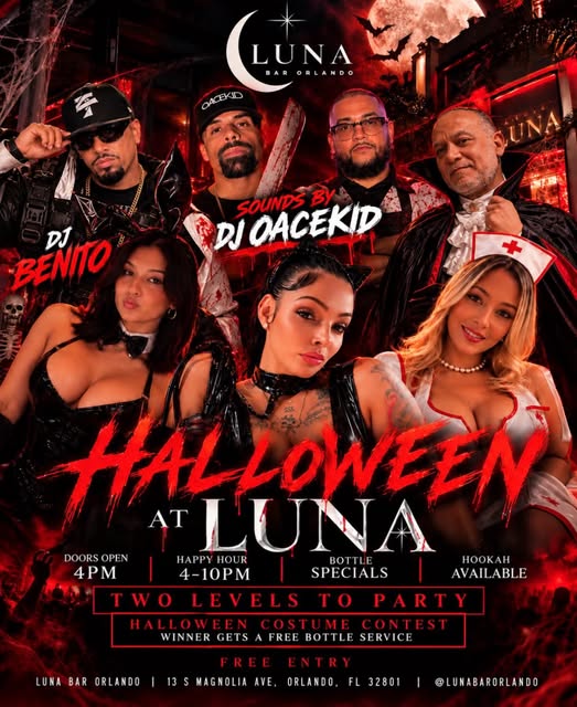 Halloween at Luna flyer with DJ Benito